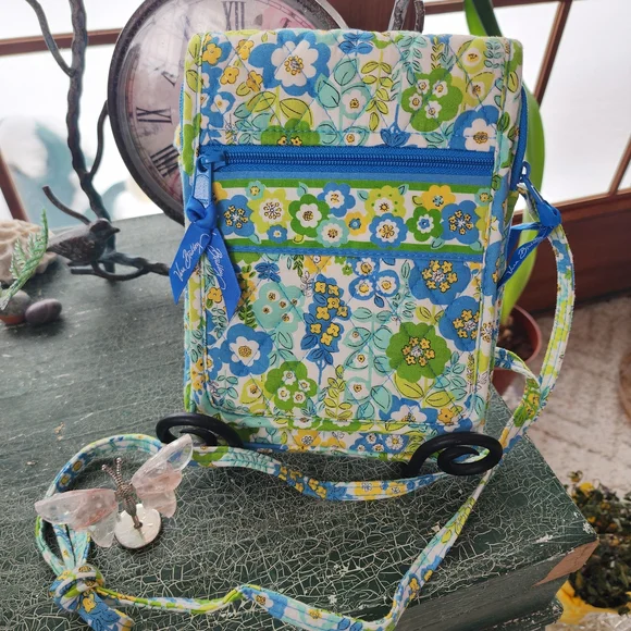 Vera Bradley Blue and Green Floral Crossbody Bag - Picture 1 of 8